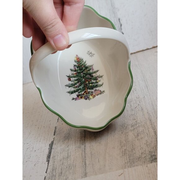 Spode Basket with handle 6" Vintage home‎ decor tree Mistletoe - Picture 4 of 6